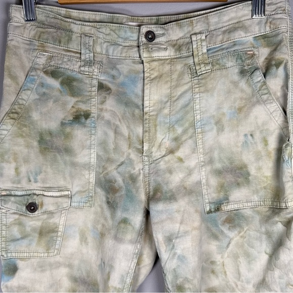 Anthropologie The Wanderer Cargo Pants Womens Size 29 Green Linen Blend - Picture 3 of 11